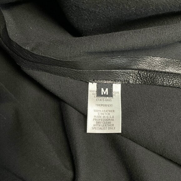 THEPERFEXT Harlem Leather Dress Black Zip Back 3/4 Sleeves Size M Medium - Picture 10 of 11